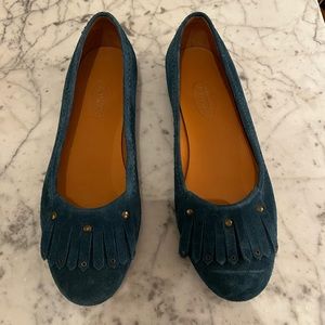 Elegant Blue Suede Women's Loafers